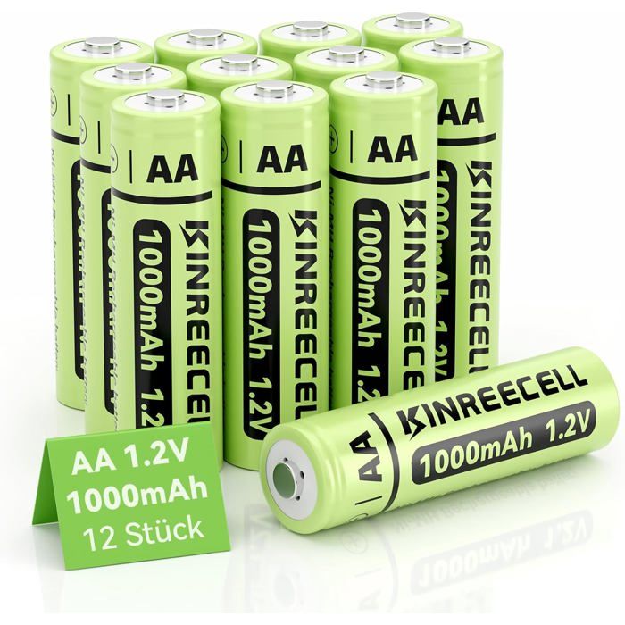 Batteries Rechargeables AA Batteries solaires Ni-MH Double A à capacité réelle 1000mAh 1 2V préchargées pour Lampes solaires
