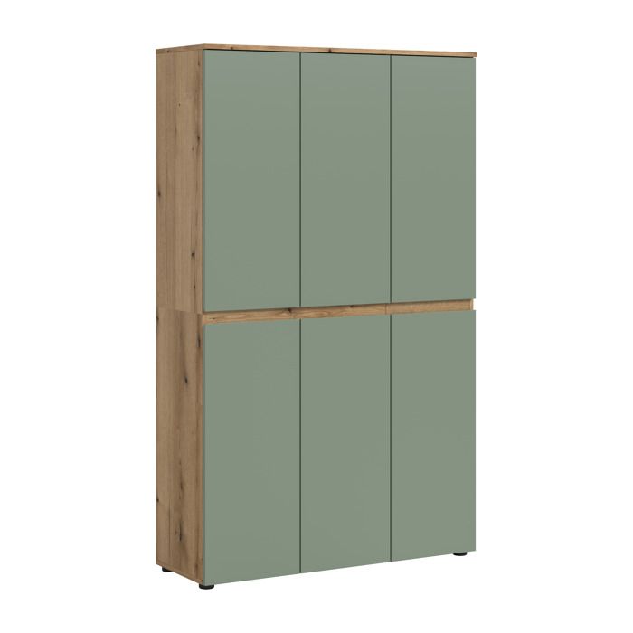[en.casa] Armoire polyvalente 105 x 175 x 37 cm vert fumé et chêne