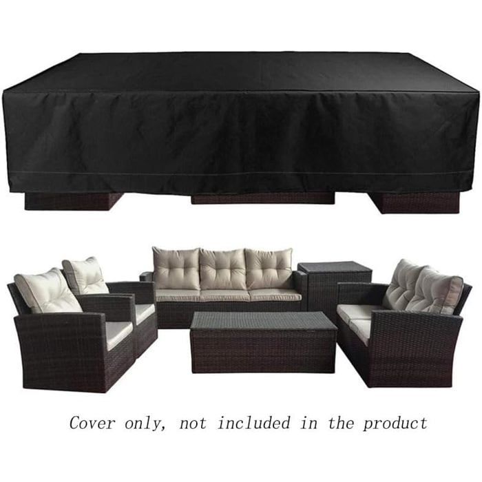 Housse de protection table de jardin 213x132x74cm housse imperméable Oxford 210D avec cordon réglable anti-poussière et anti-plui