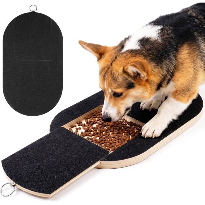 Griffoir pour Chien avec Boîte à Goûter Grattoir Chien 45x25CM Griffoir en Bois Massif pour Chien Multifonctions Planche à
