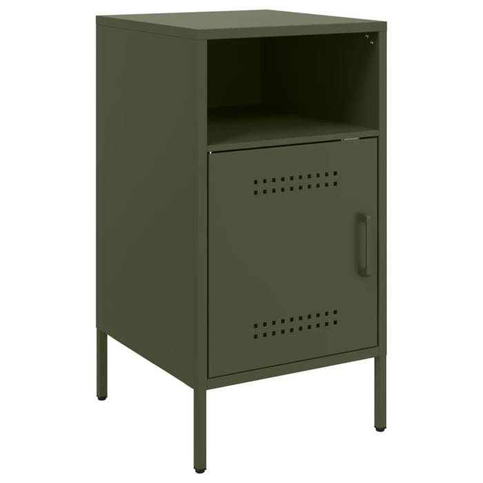 Tables de lit Moderne CHIC 2 pcs Armoires de chevet - Pour chambre - vert olive 36x39x68 cm acier CC1517