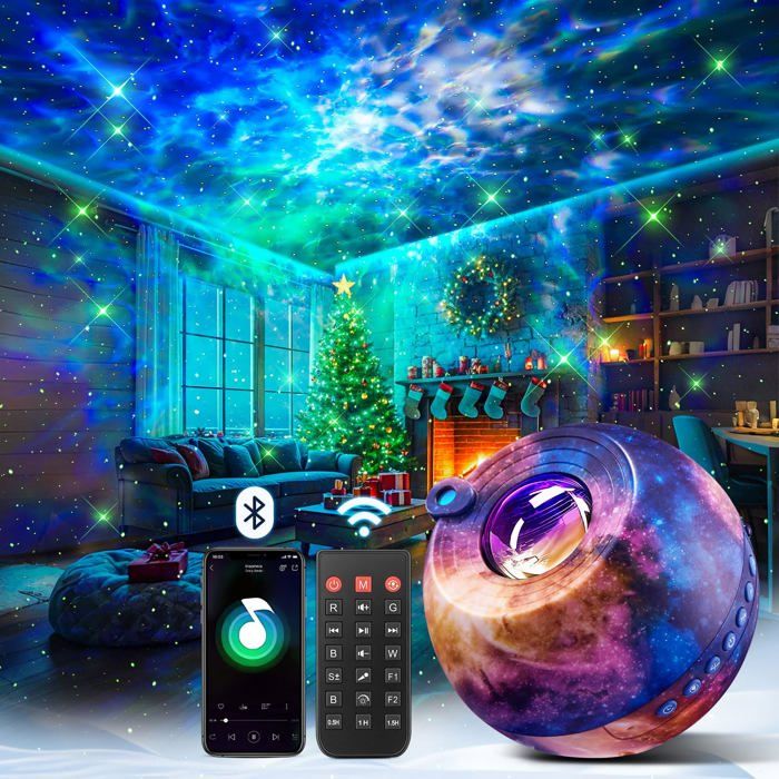 Projecteur ciel étoilé 15 couleurs - 15 musiques bluetooth 3 modes de projection télécommande - lampe de chevet lumière nocturne