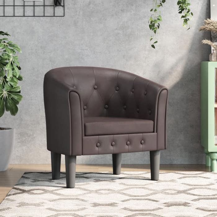 Siège 1 place - Brun - ELORAN - Chaise cabriolet - marron similicuir - 70x56x68 cm“613212”