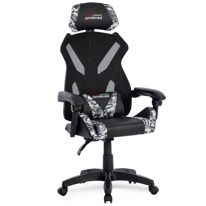 AMSTRAD AMS-700-LED-DARKSIDE Poltrona Gaming Con Illuminazione LED - 366 Effetti, Telecomando - Schienale Reclinabile 150°, Braccioli, Cuscini Lombari E Testa