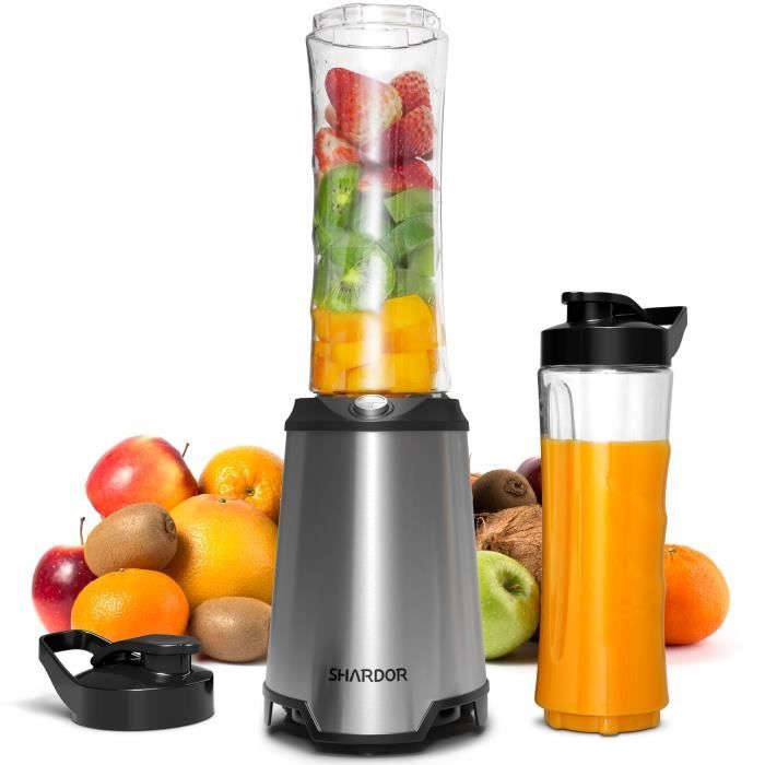 SHARDOR Blender Mixeur Smoothie Fruits Milkshake avec 2 Bouteilles