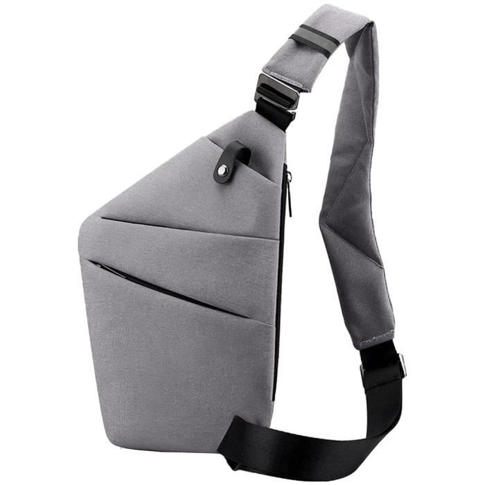 Sac de Poitrine Homme Toile Sacs bandoulière Sport Unisexe Sacoche  Bandoulière étanche antivol pour Mode Gris-Droit[251] - Cdiscount Bagagerie  - Maroquinerie