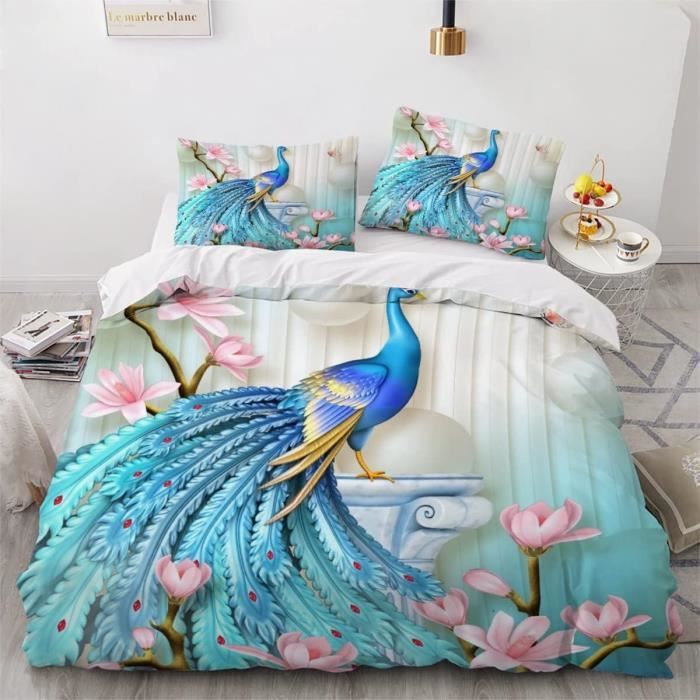 Housse De Couette 240X260 Avec Fermeture Éclair Fleur De Magnolia De