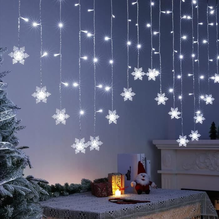 1pc Guirlande Lumineuse Rideau Étoile De Neige LED De Noël - Temu