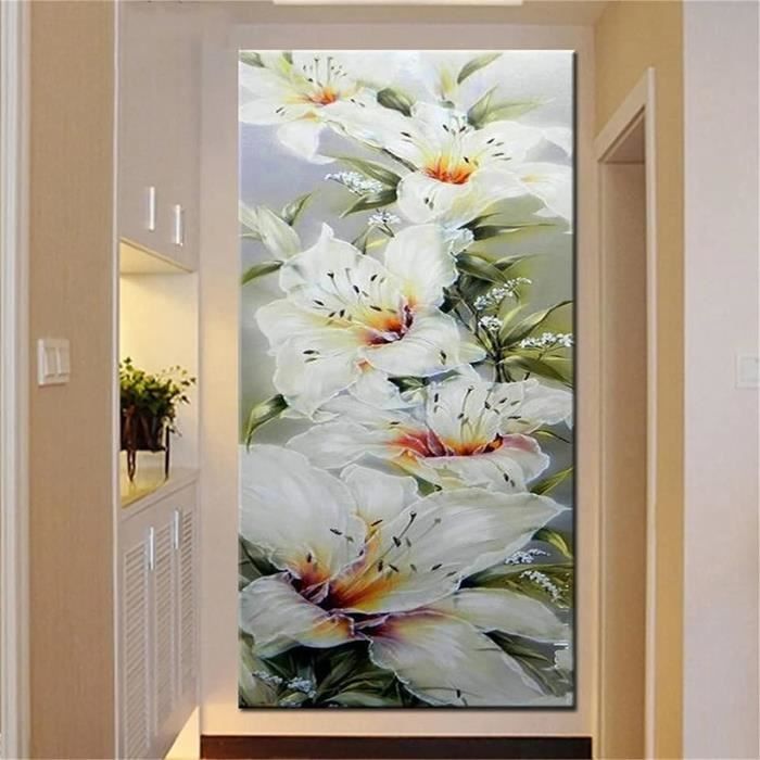 Kit Diamond Painting Fleur Colorée 55x70 Cm – 5D, Diamants Ronds, Toile HD, Outillage Complet