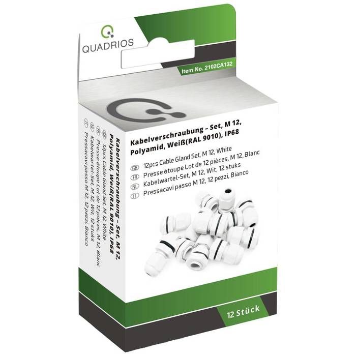 Quadrios Kabelverschraubung Set M12 – PA66 Schwarz, 1 Set Für Sichere Kabelbefestigung