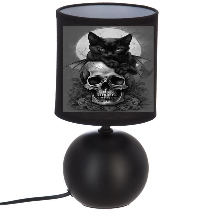 Lampe de chevet - TETE DE MORT - Personnalisable - Coton - Céramique - 60W