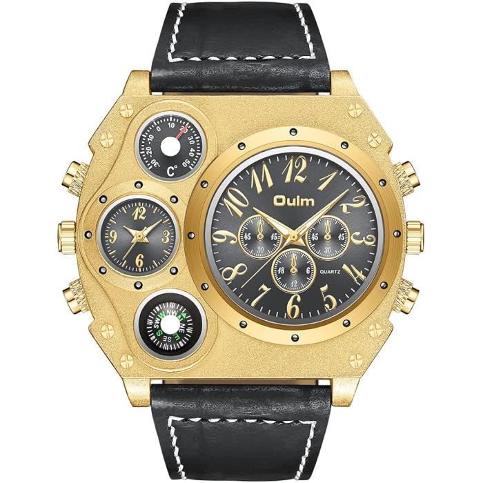 Montre double sale fuseau horaire homme
