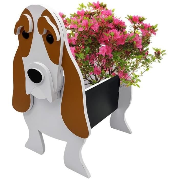 Vase - Vase à fleurs Chien - Rose/Orange - 14,5x13x23,5cm