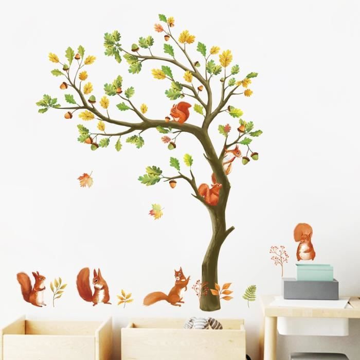 Stickers Muraux Forêt Animaux - Autocollants Enfant Chambre - Décoration Jungle, Cerf, Renard - 5