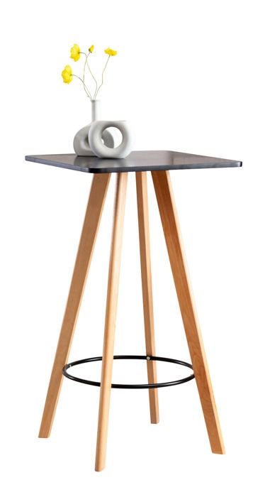 table haute de bar avec plateau carre repose pieds style scandinave en bois noir hauteur 105 cm tab10075