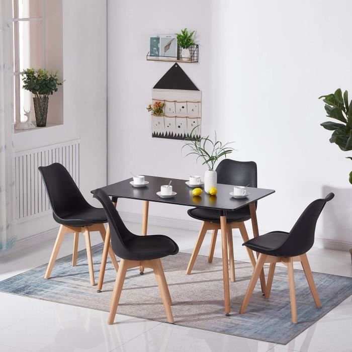 Sep Home Table à Manger Rectangulaire de 4 à 6 Personnes Scandinave Blanco et Pieds en Bois Hêtre 120 x 70 cm 