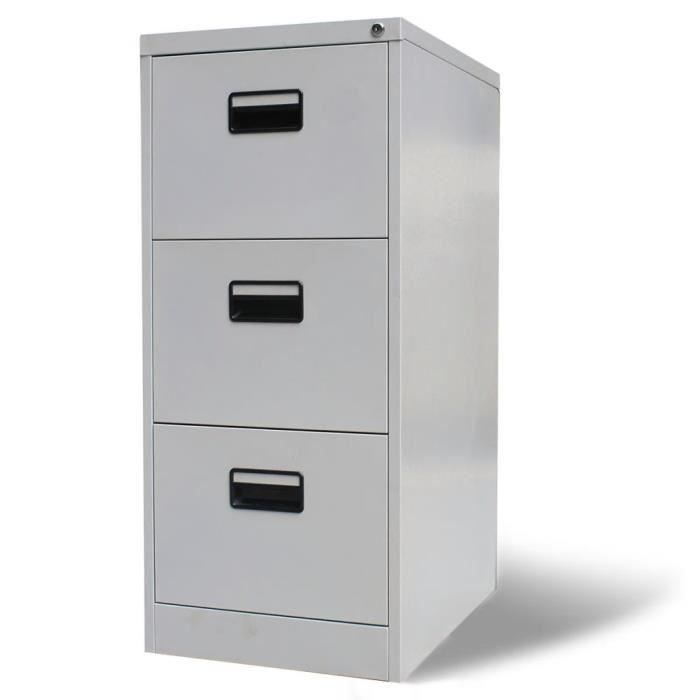Classeur Metal 3 Tiroirs Gris Bureau Commode Armoire A Dossier Achat Vente Armoire De Bureau Classeur Metal 3 Tiroirs Gris Cdiscount