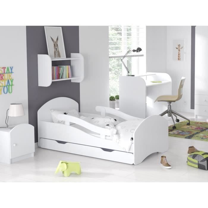 Lit Enfant Dreams 160x70cm Avec Matelas Barre De Securite Tiroir Blanc Cdiscount Maison