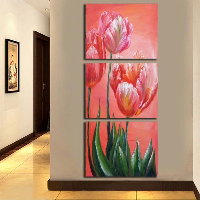 Europe fleur rose peinture acrylique peinture sur toile pour la maison  décoration murale image modulaire non encadrée 3 pièces - Achat / Vente  objet décoration murale - Cdiscount