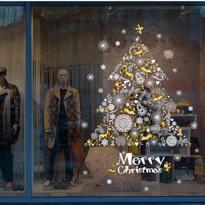 Decoration De Fenetre De Magasin De Noel Stickers Muraux Amovibles Cerf Arbre De Noel Achat Vente Stickers De Noel Bientot Le Black Friday Cdiscount