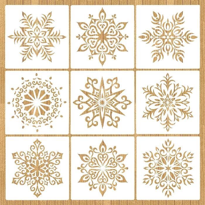 16 Pièces Réutilisable Pochoirs Noël, ZoneYan Enfant Pochoirs