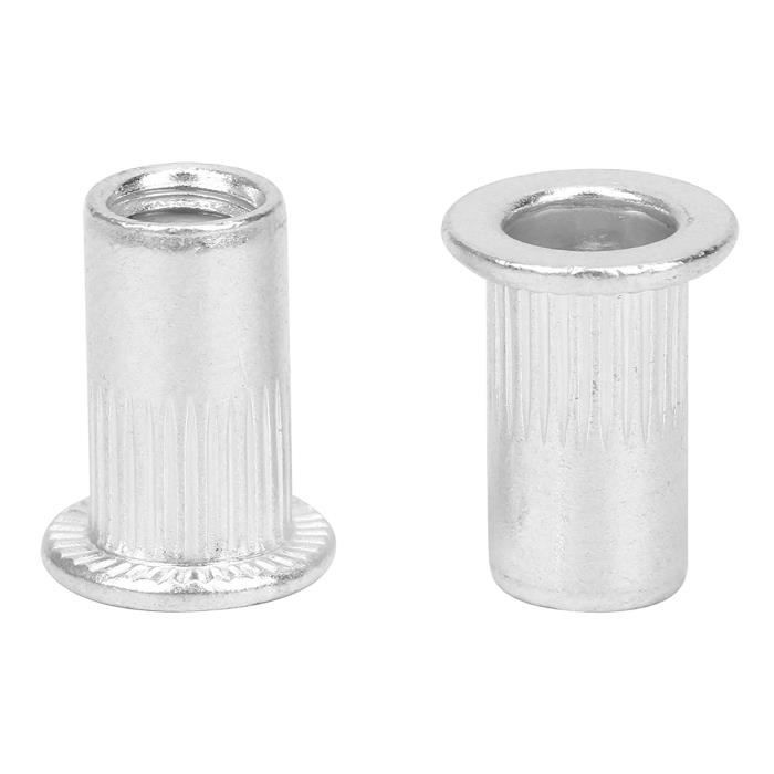 Lot De 100 écrous Rivets (Rivet Nuts) M6 En Aluminium - Tête Plate 13mm, Pour Fixation Sans Accès Arrière