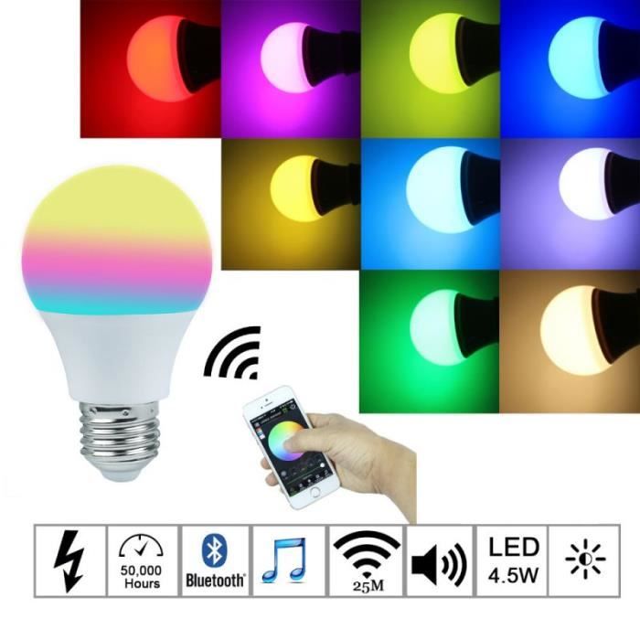 Ampoule LED multicolore et musicale connectée Bluetooth