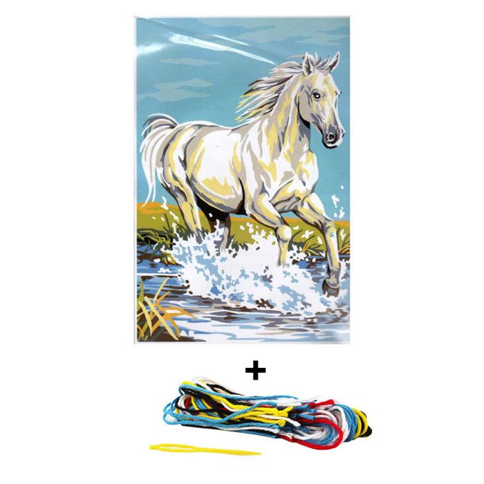 Kit Coussin Canevas SEG Paris – Point Long, 40x40 Cm, Fabriqué En France, Neuf