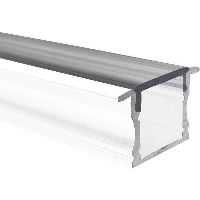 Profilé Aluminium Pour Bandes LED Alumino - 200cm Blanc - Encastrable Semi-Transparent Pour Bandes 12mm