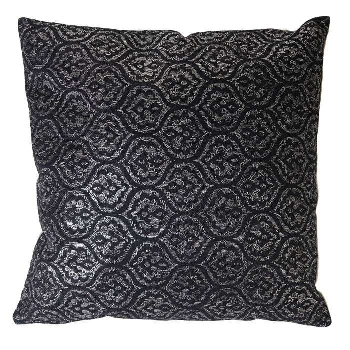 MCW Coussin de décoration aspect baroque noir effet brillant 45x45cm