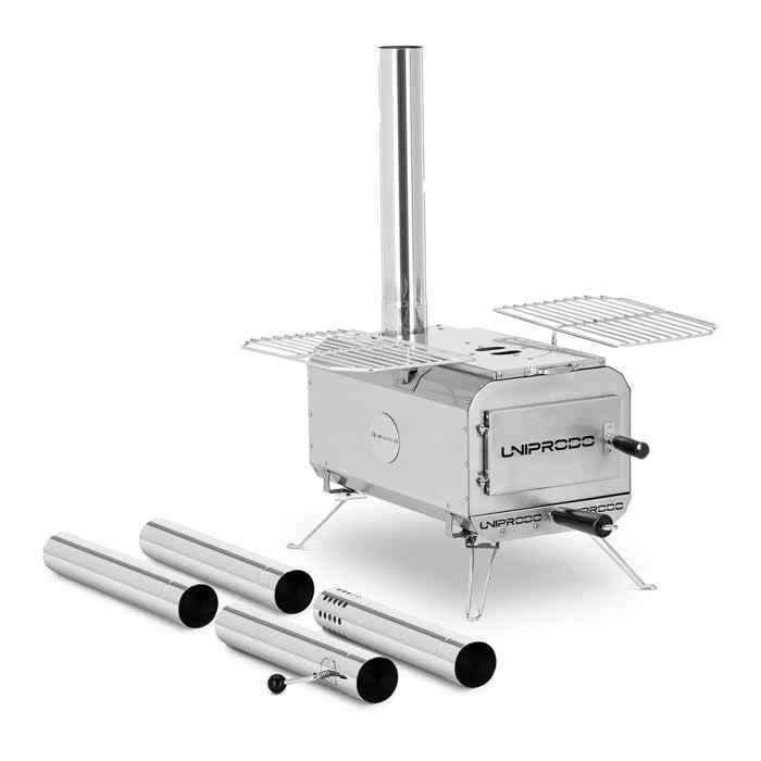 Poêle à bois pour tente Camping Argenté Pliable 460x280x231mm Inox Cdiscount Bricolage