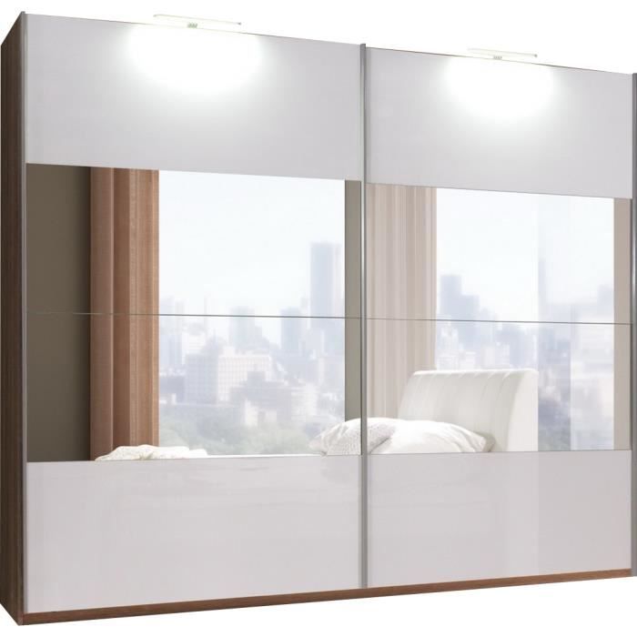 Armoire Adulte A Portes Coulissantes 250 Cm Coloris Chene Et Blanc