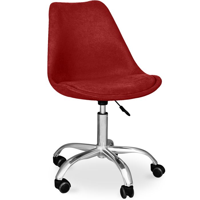 Chaise de bureau à roulettes – pivotante et réglable en hauteur – revêtement en tissu – Bamba Rouge