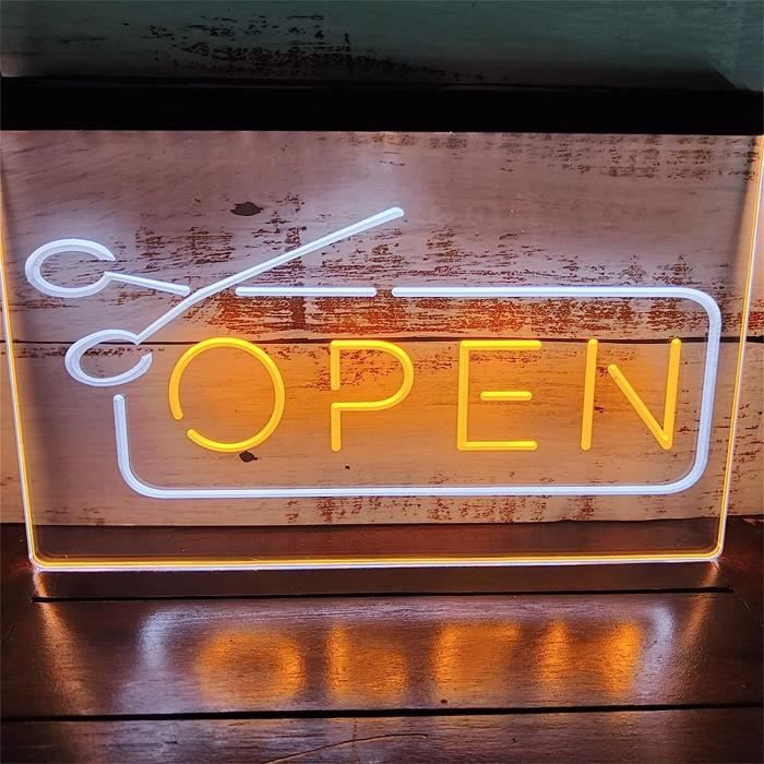 Neon Lights Signs Open Haircut Led Neon Sign, Plug Powered Dual Color