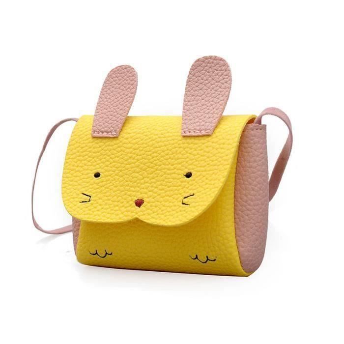 Sac à Bandoulière Lapin Pour Fille - Cuir PU - 13x12cm - Rose/Bleu - 2-10 Ans