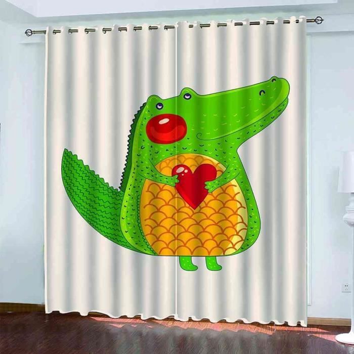 Rideau Dinosaure De Dessin Animé - Lot De 2 Rideaux Occultants - Coloré