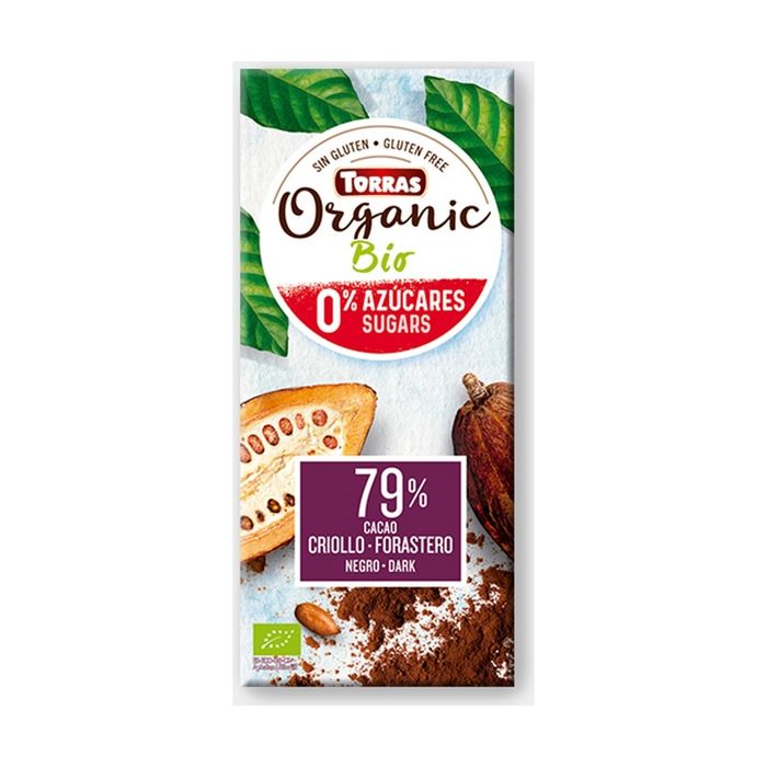 Chocolat Noir-Fraise Sans Sucre Ajouté Et Sans Gluten (75g) Torras