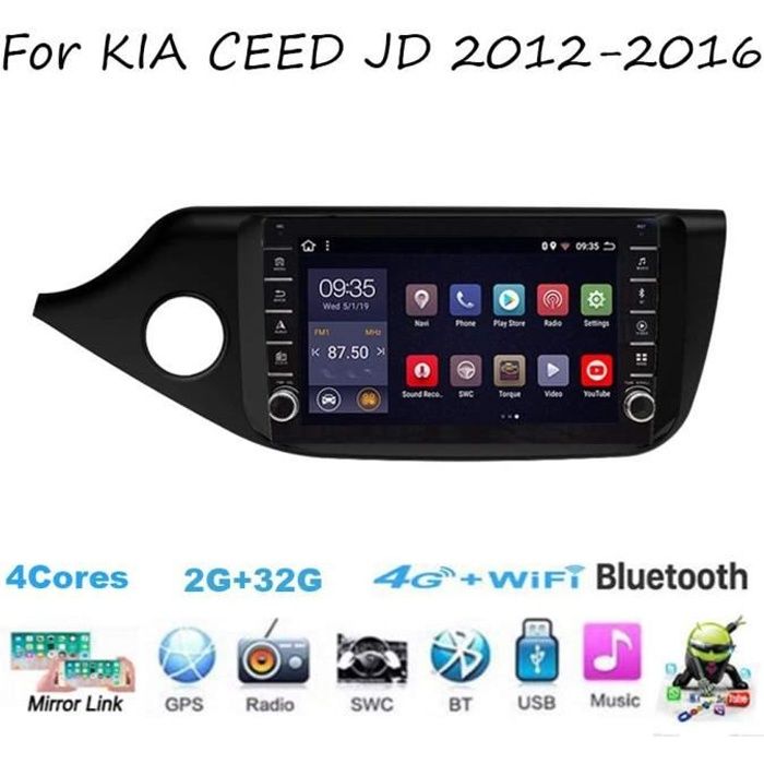 TypeBuilt Autoradio Récepteur Multimédia Car Radio Dab Stéréo 9 Pouces pour KIA Ceed CEED JD 2012-2016 Autoradio Bluetooth Main Libre avec Poste Radio Voiture Soutient USB FM AM RDS Carplay 