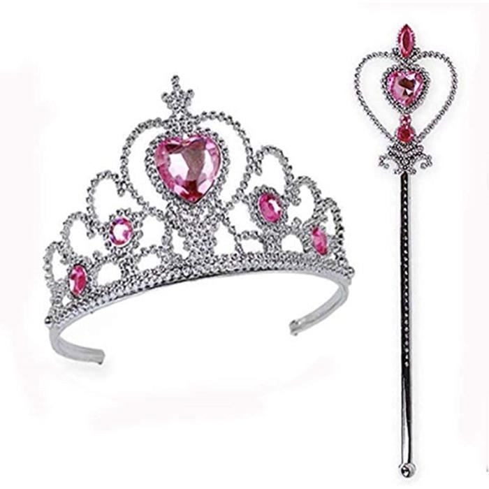 Pour la Fête Danniversaire des Petites Filles et le Jeu Dimitation DHalloween Rose Rouge Princesse Tiara Crown Diadème Couronne Princesse 