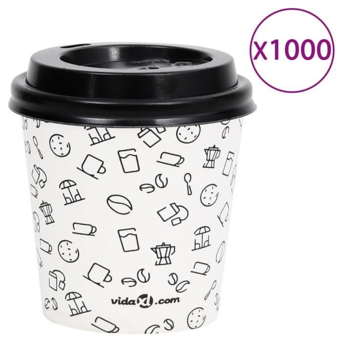 VERRE JETABLE - GOBELET JETABLE - Tasses à café en papier et couvercles 120  ml 1000pcs Blanc/noir 9112567674998 - Cdiscount Maison