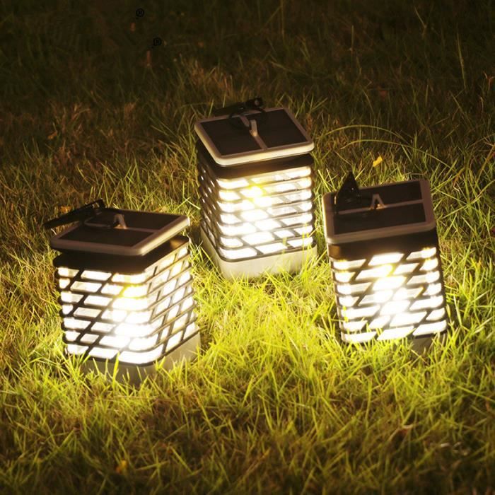 Lanterne Solaire Flamme Vacillante - 2 Pièces - Étanche IP65 - Décoration Jardin