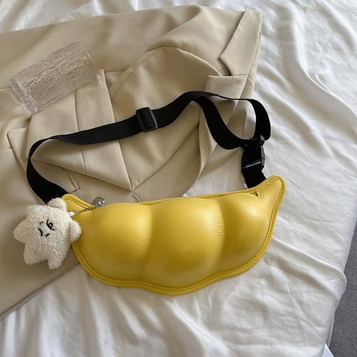 Sac banane jaune sac de ceinture en cuir pour femmes pochette