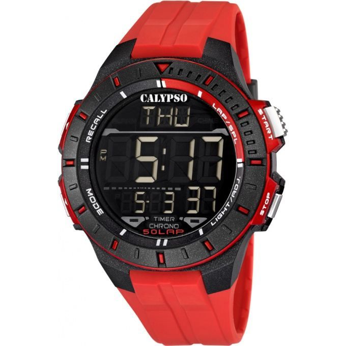 Montre Calypso K5607-5 - Homme - Rouge - Etanche 5 ATM - Quartz - Affichage Digital