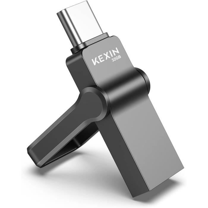 Clé USB Type-C 128 Go Pour Téléphone Android/iOS – Vitesse 80 MB/s, Empreinte Digitale, Design 4-en-1