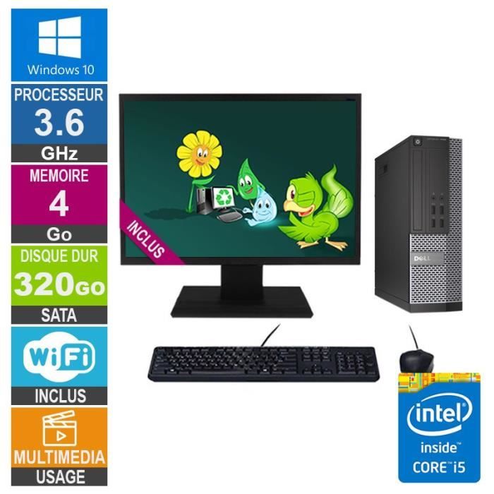 PC Dell 7020 SFF i5-4570 3.60GHz 4Go/320Go Wifi W10 + Ecran 22 - Dell