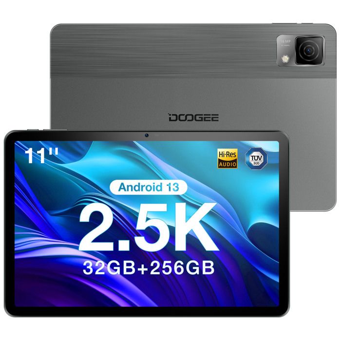 DOOGEE T30 Ultra Tablette 11 Pouces 2.5K Android 13 Tablette Tactile 32GO+256Go SD 2To Batterie 8580mAh Helio G99 Octa-Core Gris