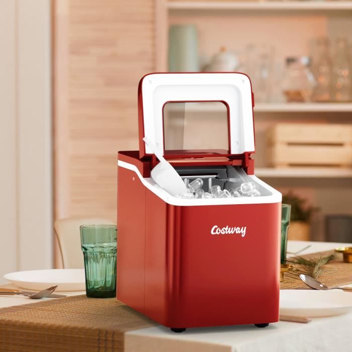 DREAMADE Machine à Glaçons avec Fonction de Nettoyage,Appareil de Préparation de Glace avec Capacité 1,6L,pour Maison,Bureau,Café