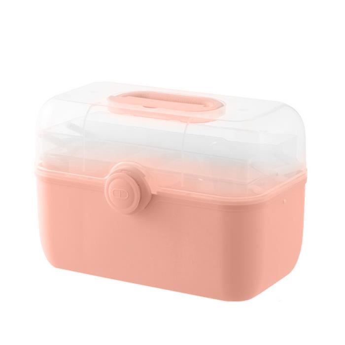 duokon boîte de rangement pour médicaments ménagers armoire à pharmacie de grande capacité multicouche meuble boite rose (grand)