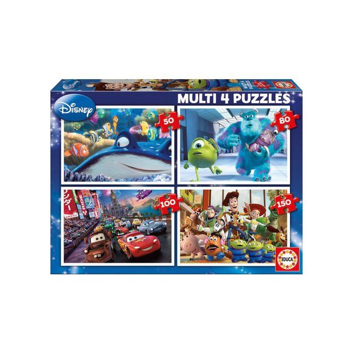 4 Puzzles Disney - Cars - Toy Story - Monstres et Cie Et Nemo 50 - 80 - 100 - 150 Pieces Educa