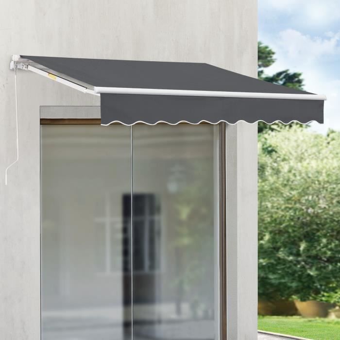 Store Banne Bitonto avec Manivelle 300 x 250 cm Gris Foncé